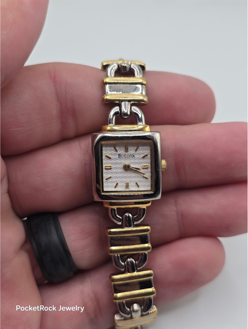 Bulova Quartz T9 Women’s Square Two-Tone White Dial Quartz Bracelet Watch